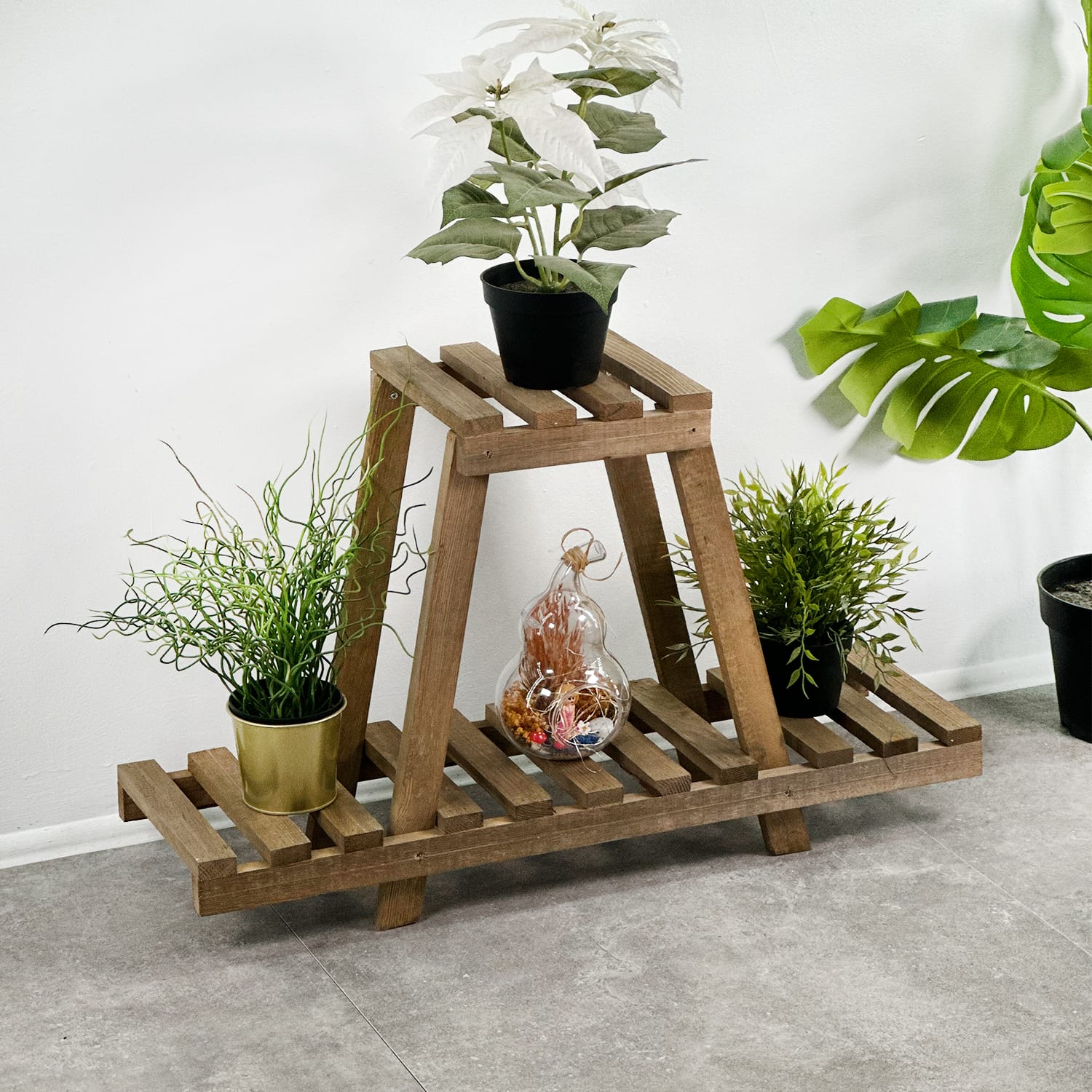 Ahşap Saksı Standı Çiçeklik Raf Stand 2124-1