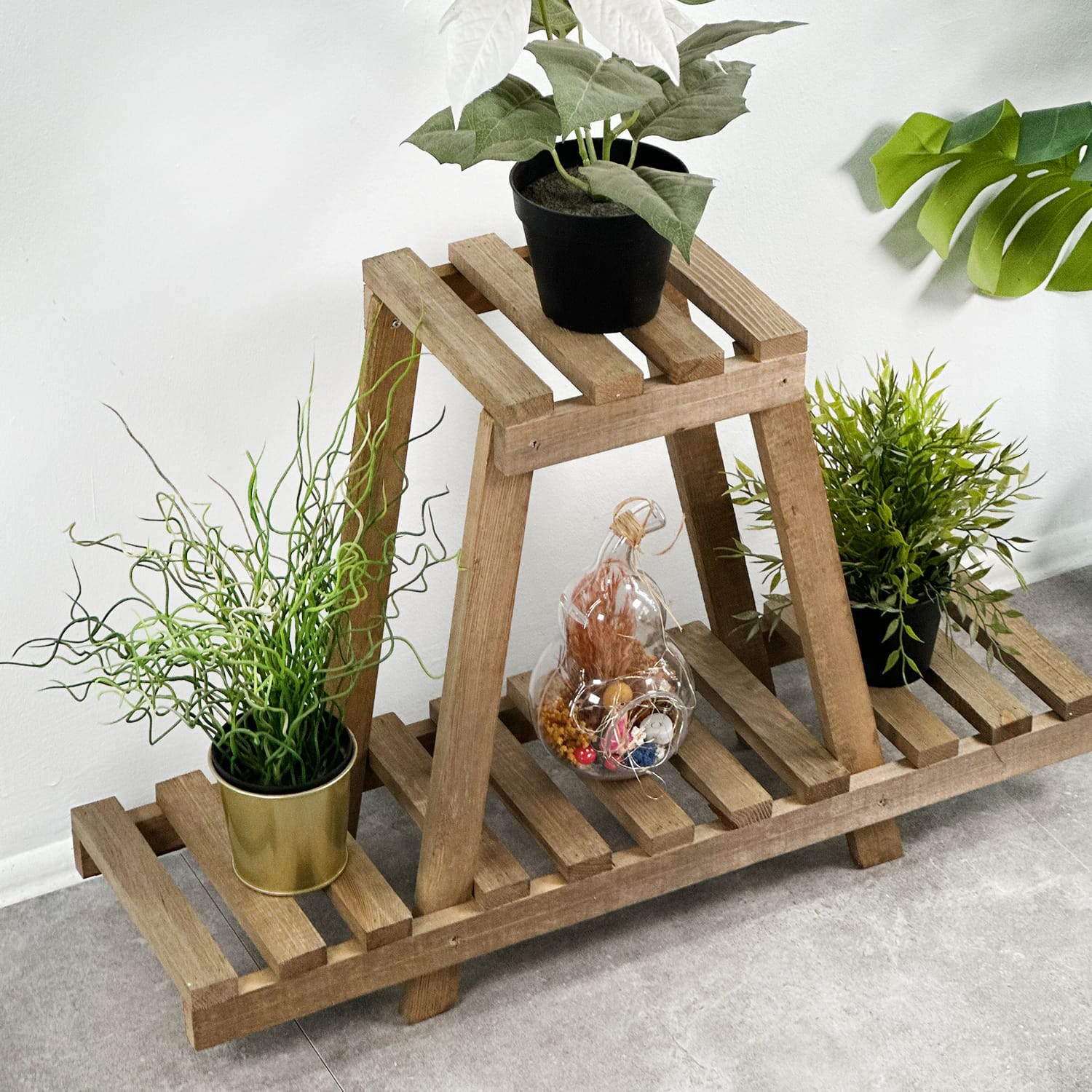 Ahşap Saksı Standı Çiçeklik Raf Stand 2124-2