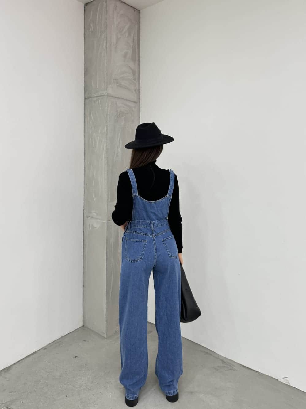 Vovikon KN Bahçıvan Mavi Ön Cepli Askılı Bol Paça Kadın Denim Tulum