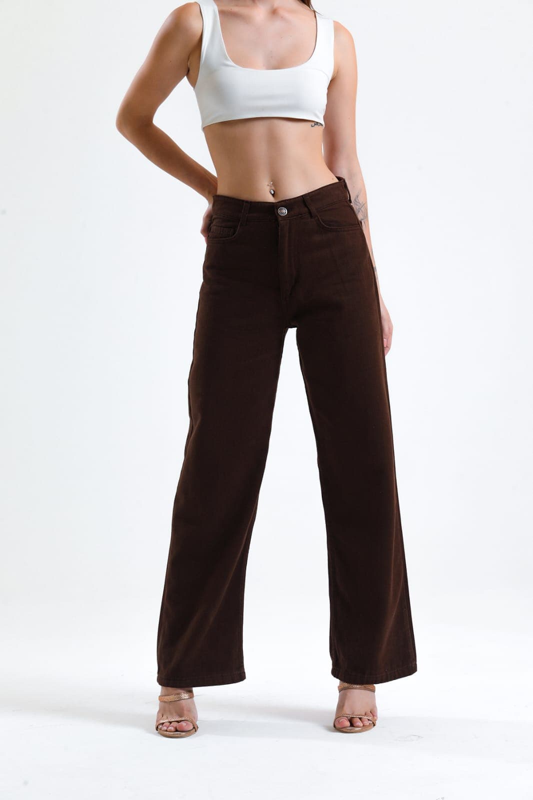 Vovikon KN Kahve Gabardin Boyfriend Bol Paça Pantolon Vovikon KN Kahve Gabardin Boyfriend Bol Paça Pantolon - Görsel 3