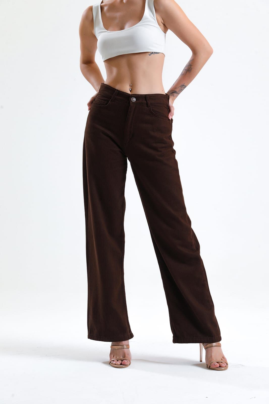 Vovikon KN Kahve Gabardin Boyfriend Bol Paça Pantolon Vovikon KN Kahve Gabardin Boyfriend Bol Paça Pantolon - Görsel 4