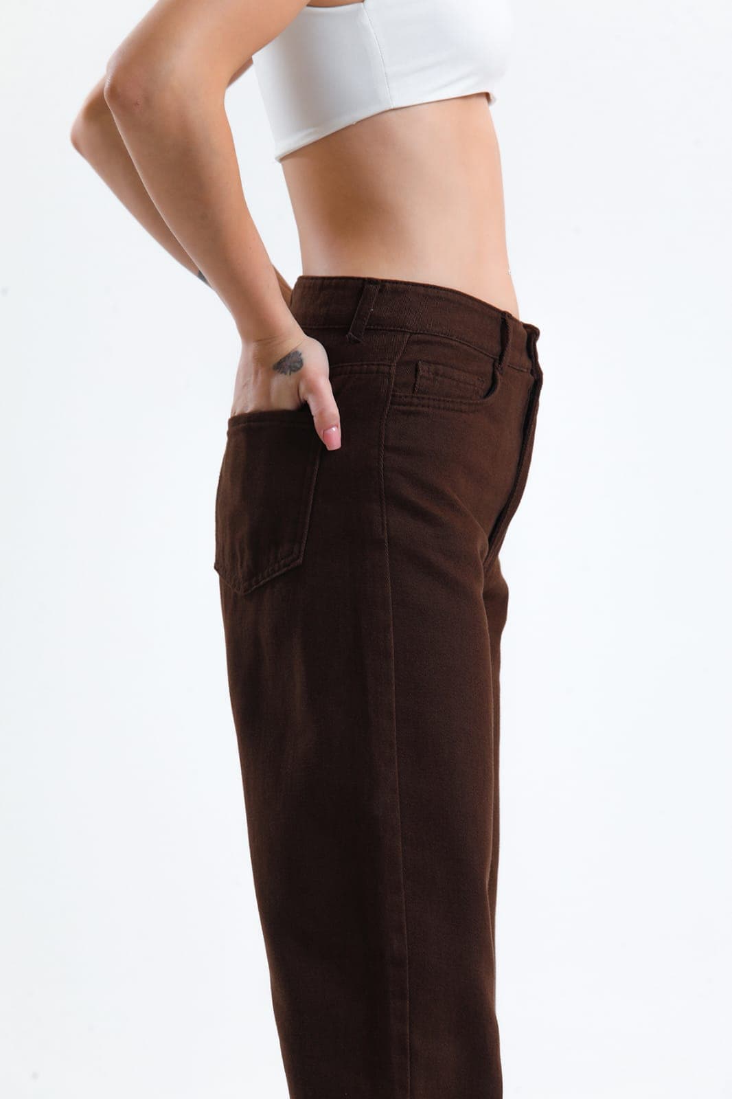 Vovikon KN Kahve Gabardin Boyfriend Bol Paça Pantolon Vovikon KN Kahve Gabardin Boyfriend Bol Paça Pantolon - Görsel 5