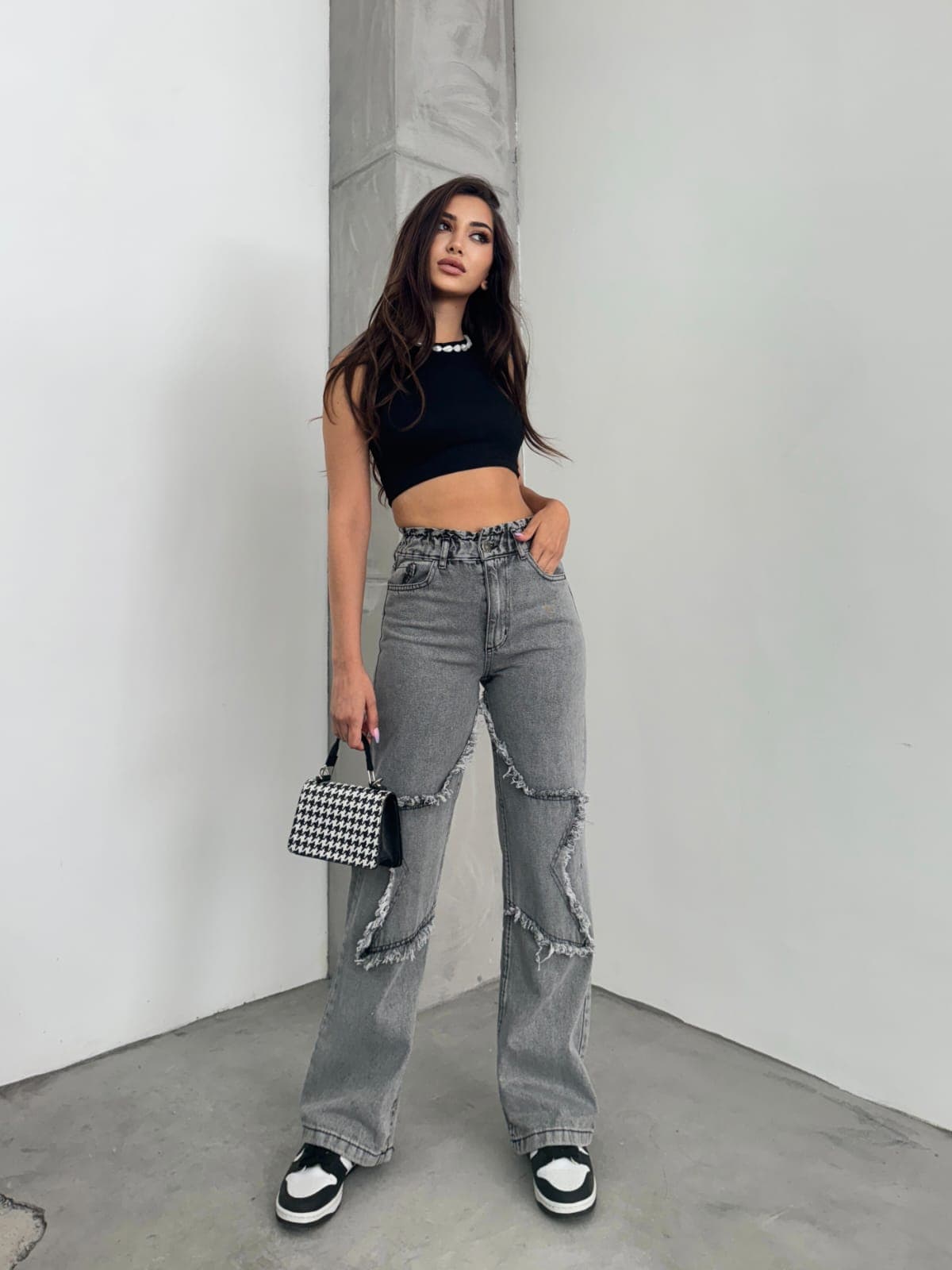 Vovikon KN Kar Siyah Bacak Yıldız Boyfriend Bol Paça Jean Vovikon KN Kar Siyah Bacak Yıldız Boyfriend Bol Paça Jean - Görsel 1