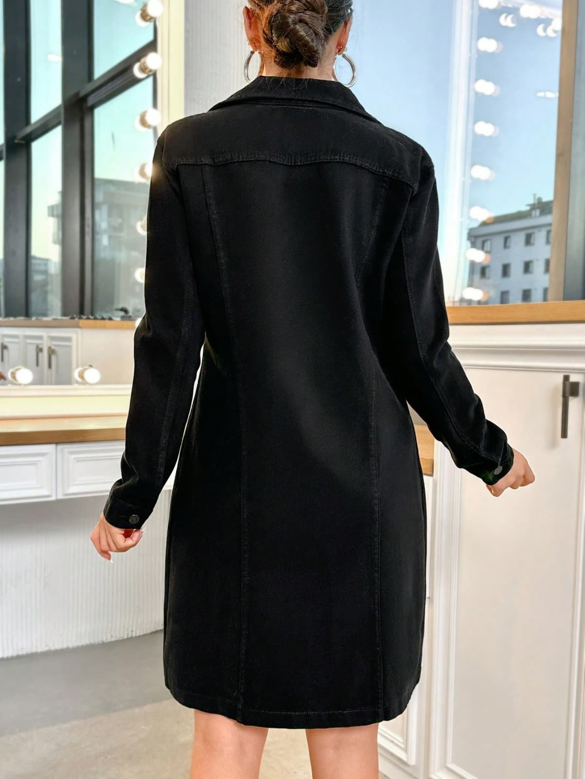 Vovikon KN Kuşaklı Denim Çift Cepli Siyah Kot Elbise Vovikon KN Kuşaklı Denim Çift Cepli Siyah Kot Elbise