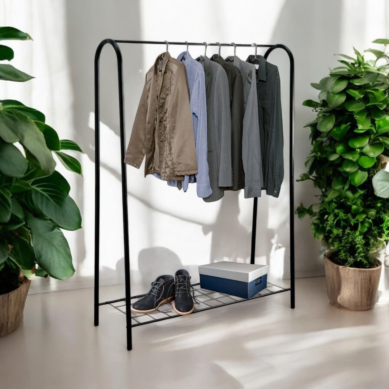 Metal Ayakkabılıklı Kıyafet Askısı Ayaklı Askılık