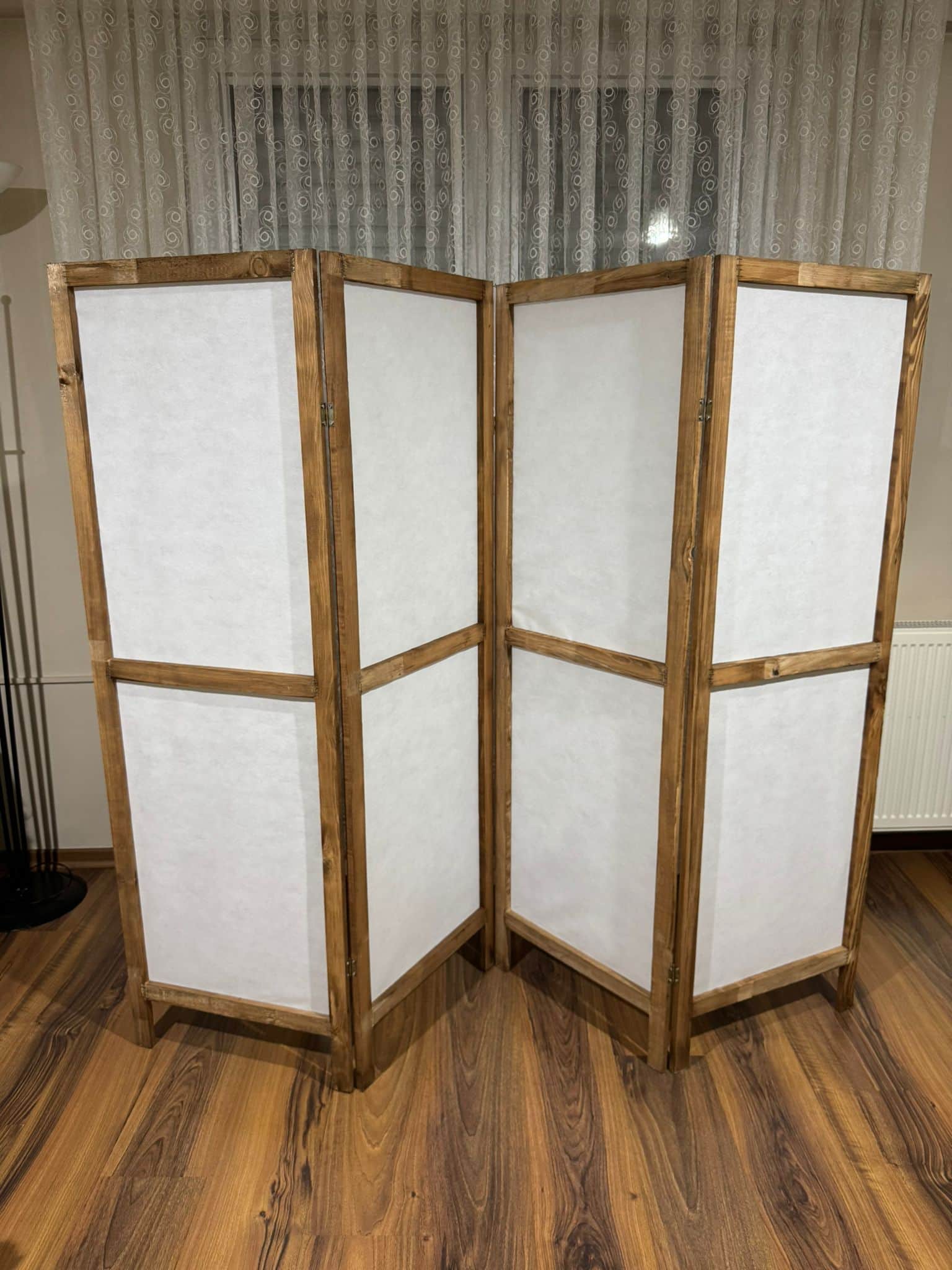 Ahşap Kumaş Katlanır 4 Kanat Paravan Oda Bölme Seperatör 200x160