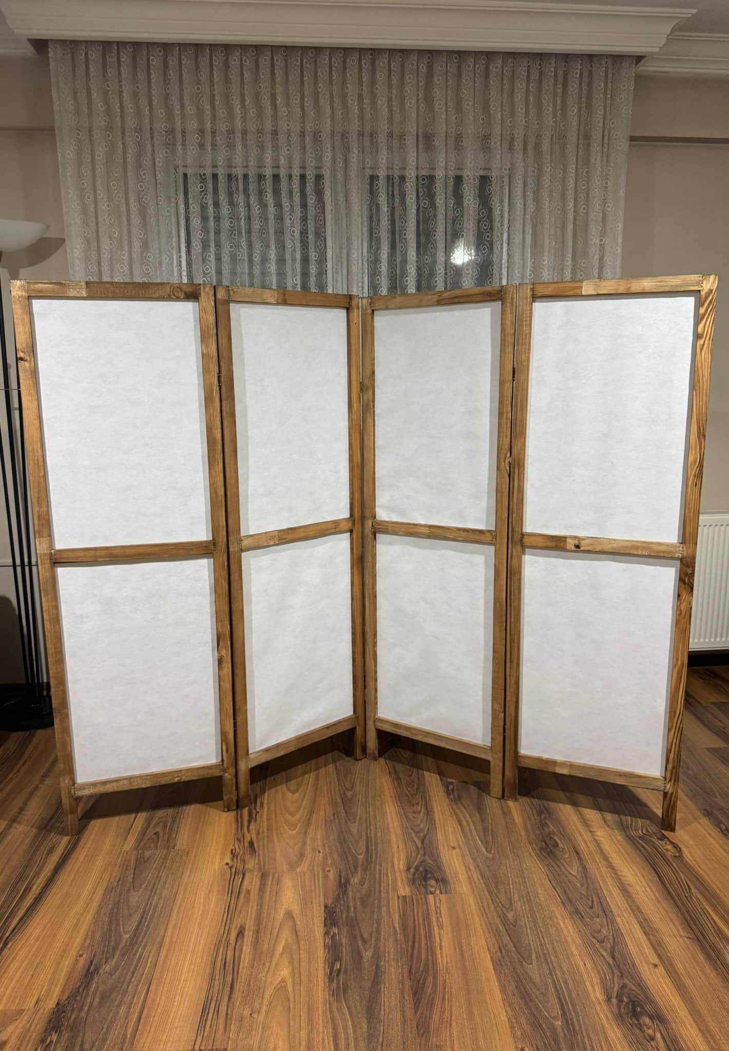 Ahşap Kumaş Katlanır 4 Kanat Paravan Oda Bölme Seperatör 200x160