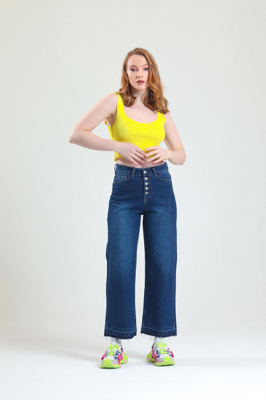 Vovikon Kn Paça Püsküllü Lacivert 5 Düğme Bol Paça Kadın Jean Vovikon Kn Paça Püsküllü Lacivert 5 Düğme Bol Paça Kadın Jean - Görsel 2