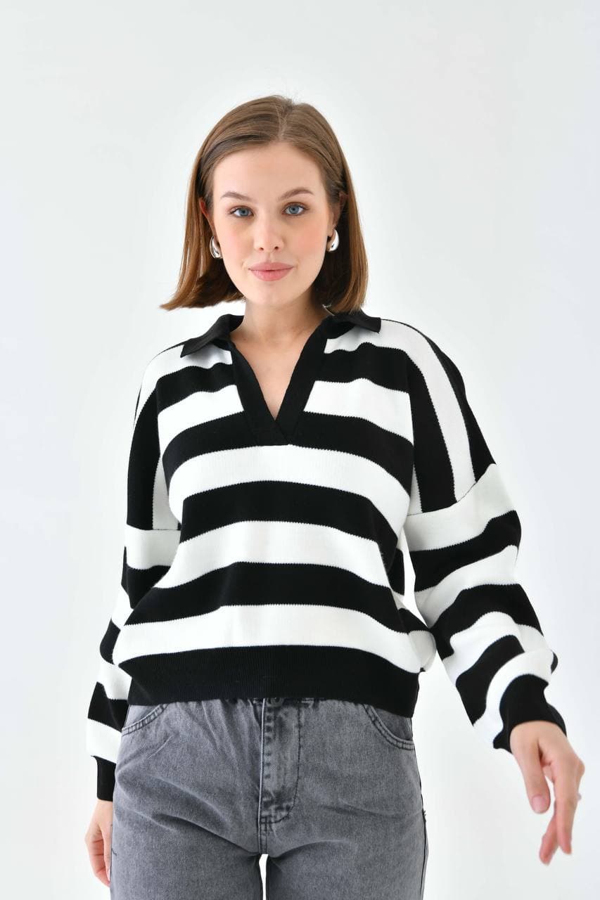 Vovikon Polo Yaka Şerit Detaylı Uzun Kollu Triko Kazak Vovikon Polo Yaka Şerit Detaylı Uzun Kollu Triko Kazak - Görsel 3