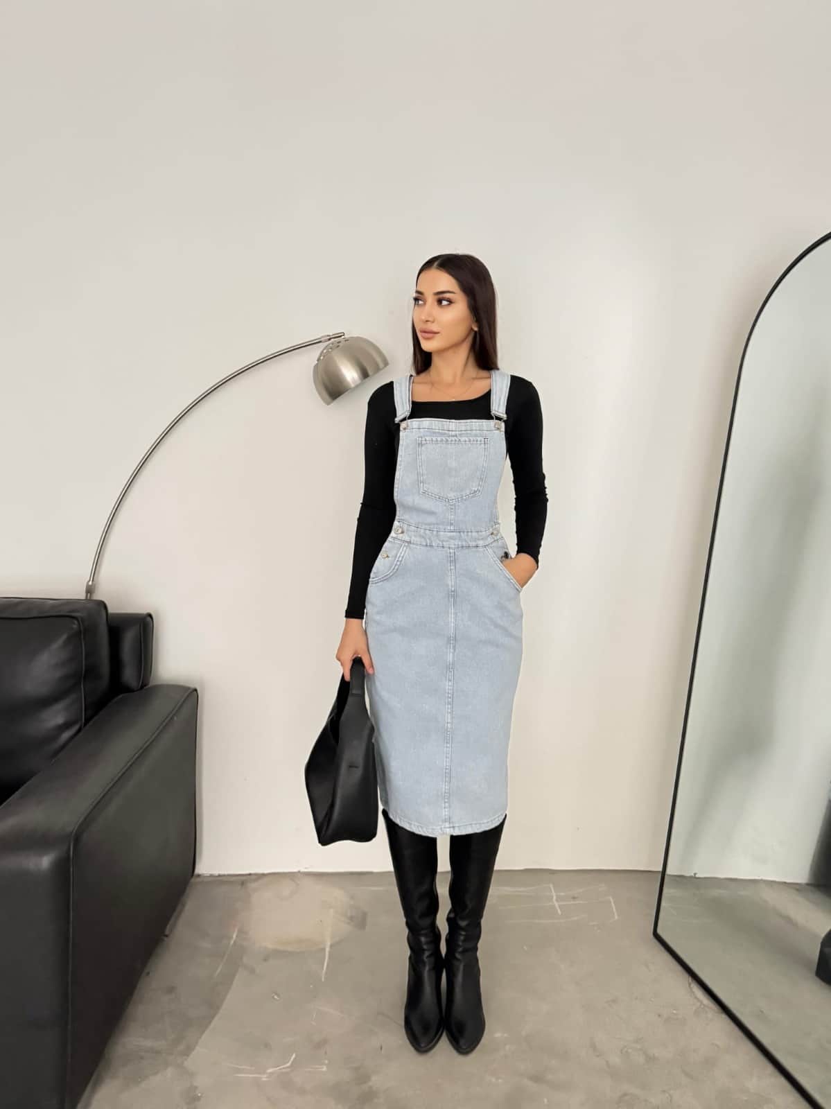 Vovikon KN Taş Yıkama Bahçevan Etekli Tulum Elbise Salopet