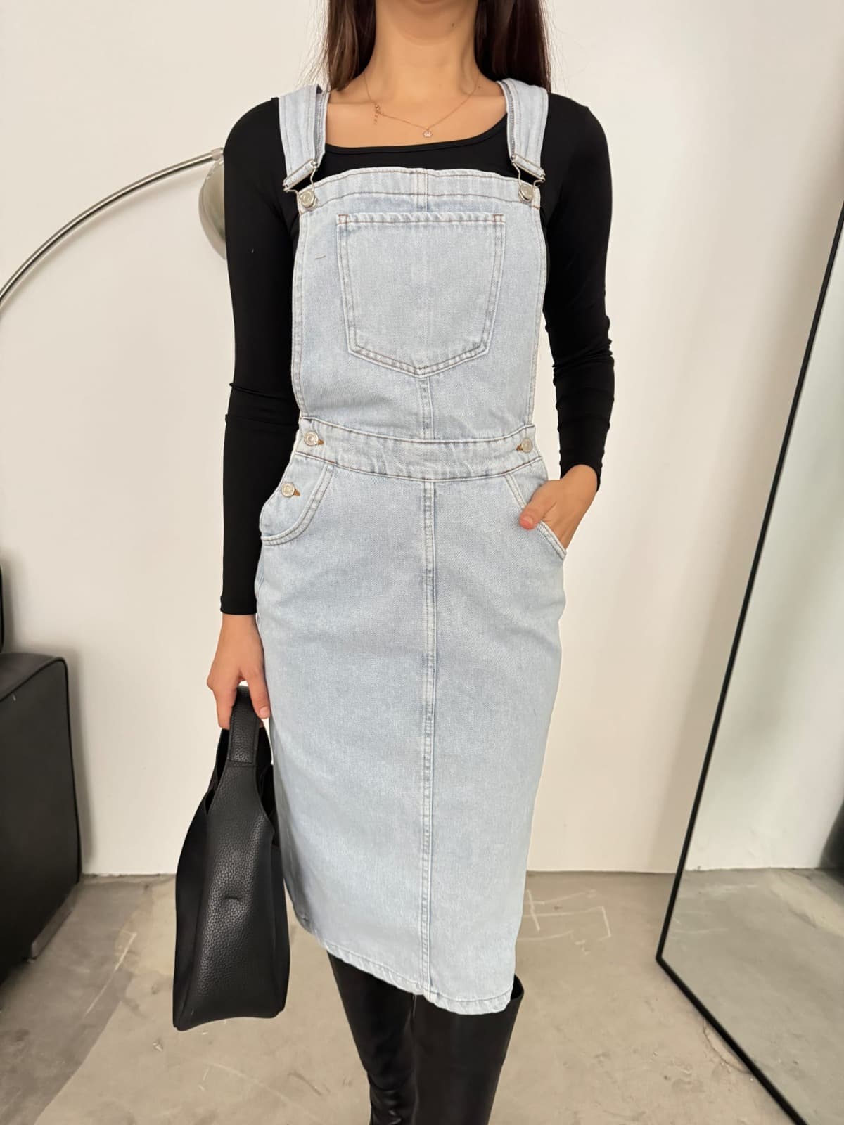 Vovikon KN Taş Yıkama Bahçevan Etekli Tulum Elbise Salopet Vovikon KN Taş Yıkama Bahçevan Etekli Tulum Elbise Salopet