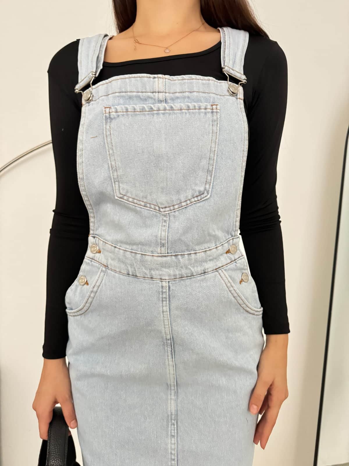 Vovikon KN Taş Yıkama Bahçevan Etekli Tulum Elbise Salopet