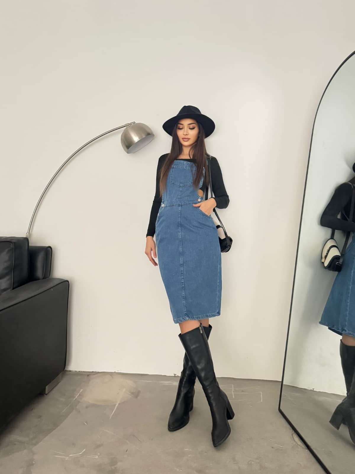 Vovikon Kn Mavi Bahçevan Etekli Tulum Elbise Salopet