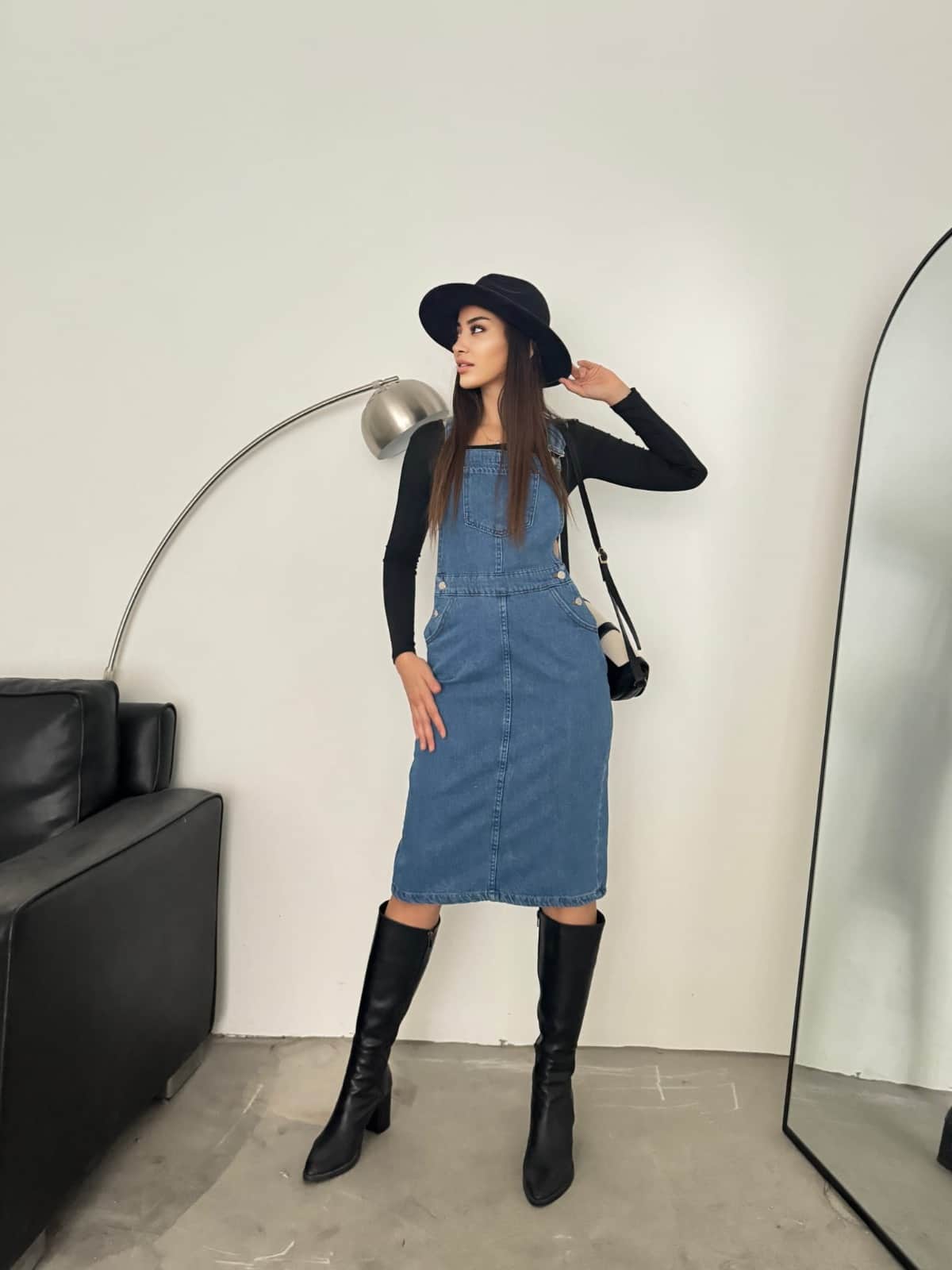 Vovikon Kn Mavi Bahçevan Etekli Tulum Elbise Salopet