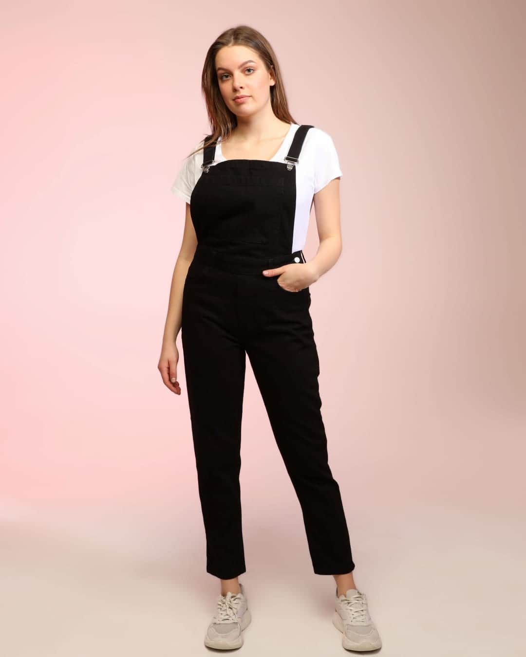 Vovikon Kn Siyah Denim Boyfriend Bahçevan Tulum