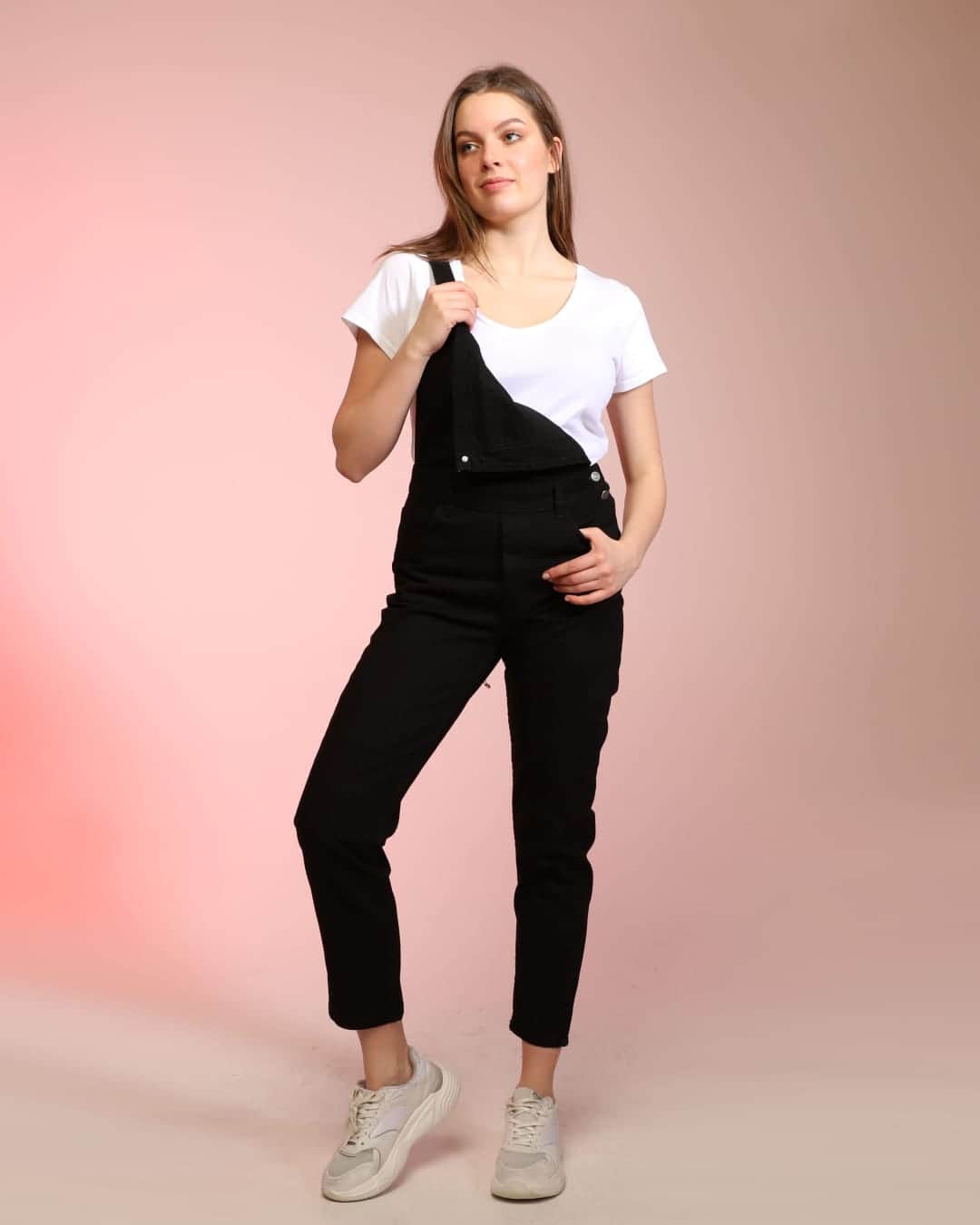 Vovikon Kn Siyah Denim Boyfriend Bahçevan Tulum