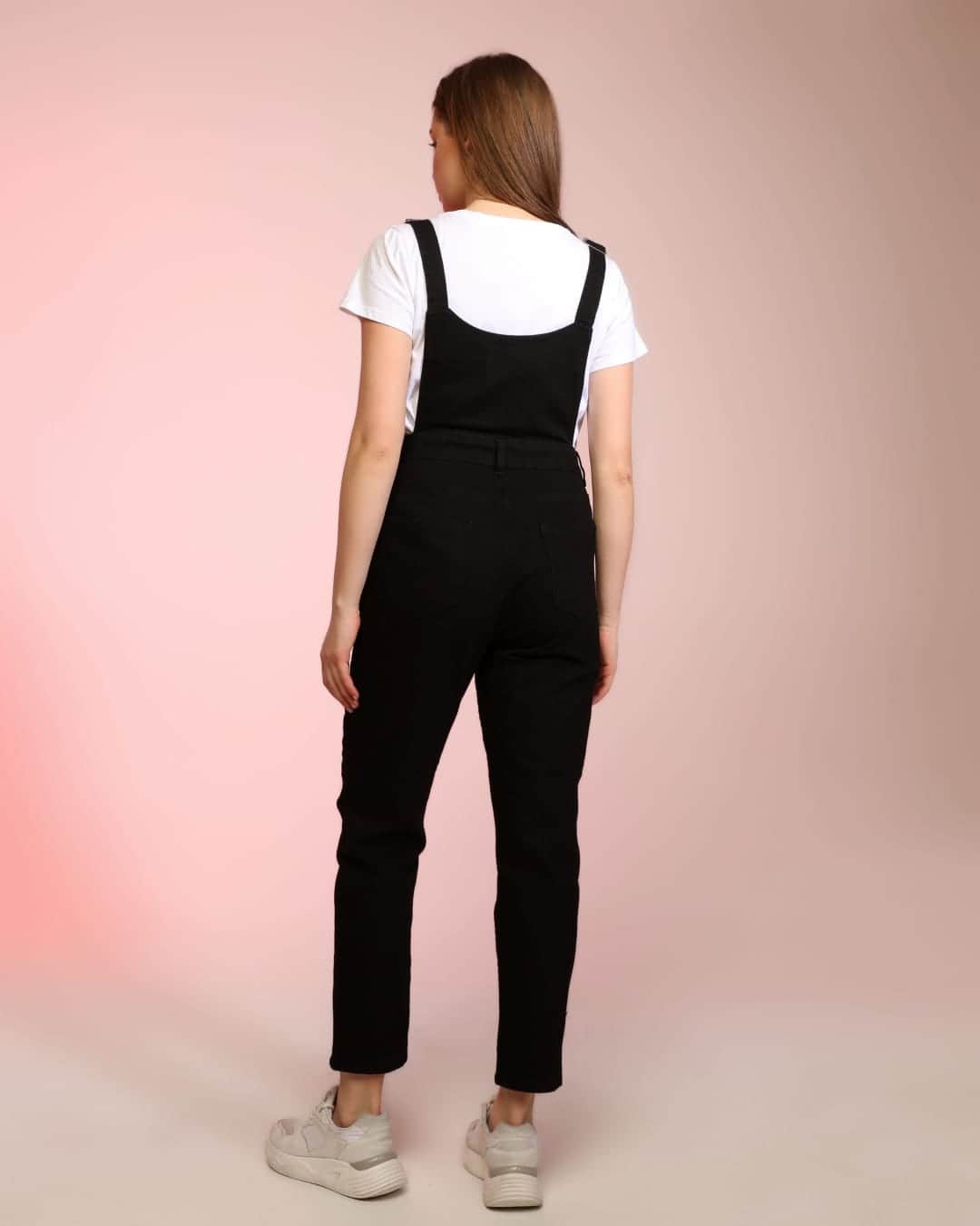 Vovikon Kn Siyah Denim Boyfriend Bahçevan Tulum