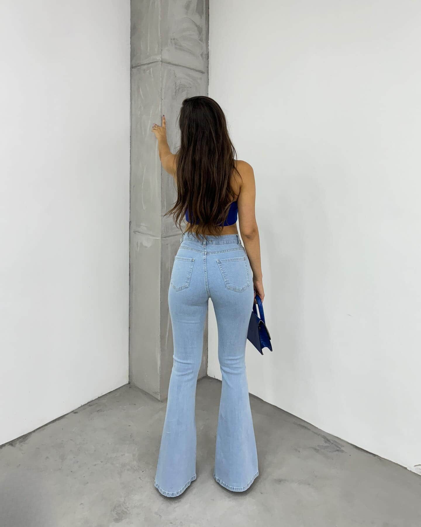 Vovikon Kn Paça Kesik Taş Yıkama İspanyol Paça Kadın Jean