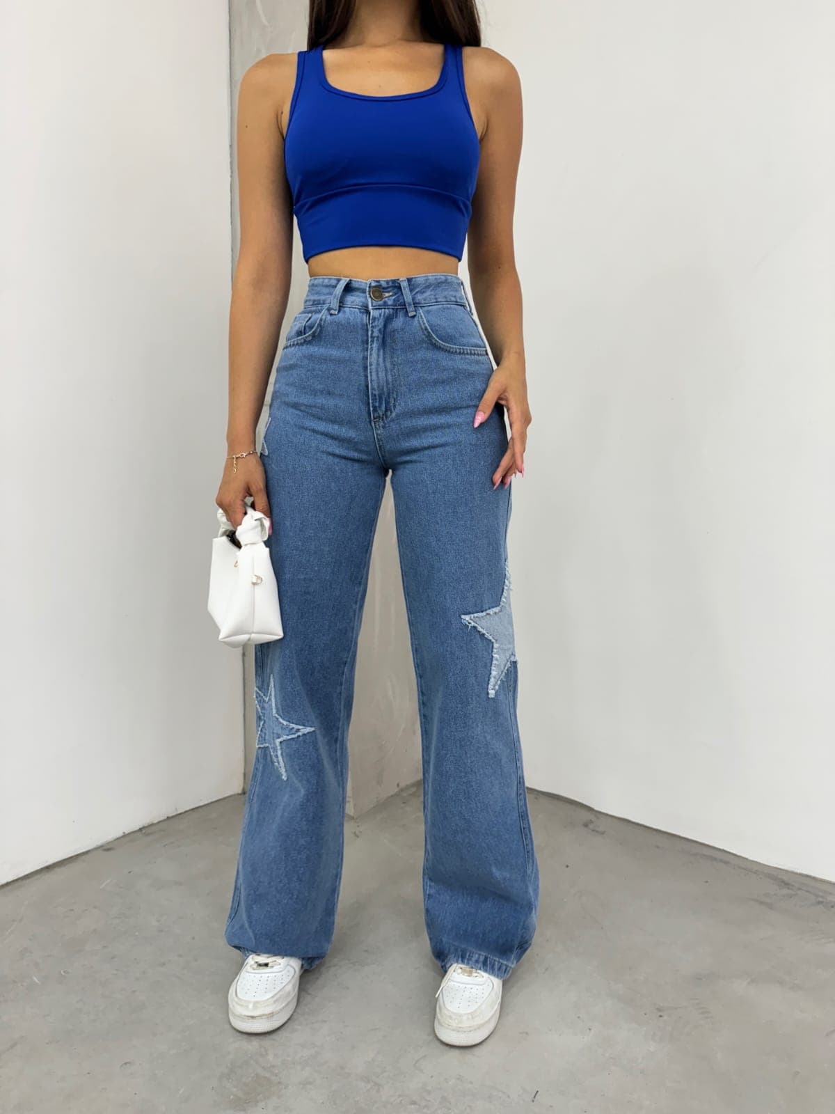 Vovikon Kn Yıldız Nakışlı Mavi Kadın Bol Paça Jean Pantolon Vovikon Kn Yıldız Nakışlı Mavi Kadın Bol Paça Jean Pantolon - Görsel 2
