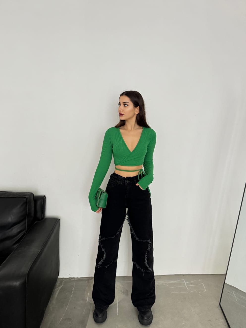 Vovikon Kn Siyah Bacak Yıldız Boyfriend Bol Paça Jean Vovikon Kn Siyah Bacak Yıldız Boyfriend Bol Paça Jean - Görsel 1