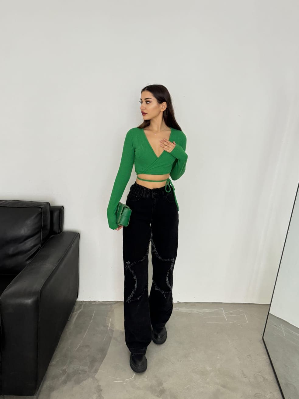 Vovikon Kn Siyah Bacak Yıldız Boyfriend Bol Paça Jean Vovikon Kn Siyah Bacak Yıldız Boyfriend Bol Paça Jean - Görsel 2