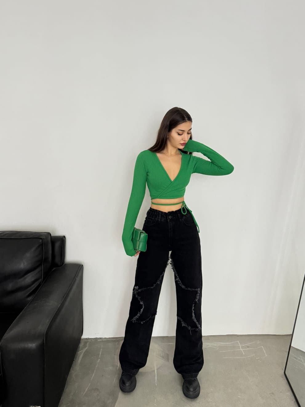 Vovikon Kn Siyah Bacak Yıldız Boyfriend Bol Paça Jean Vovikon Kn Siyah Bacak Yıldız Boyfriend Bol Paça Jean - Görsel 3