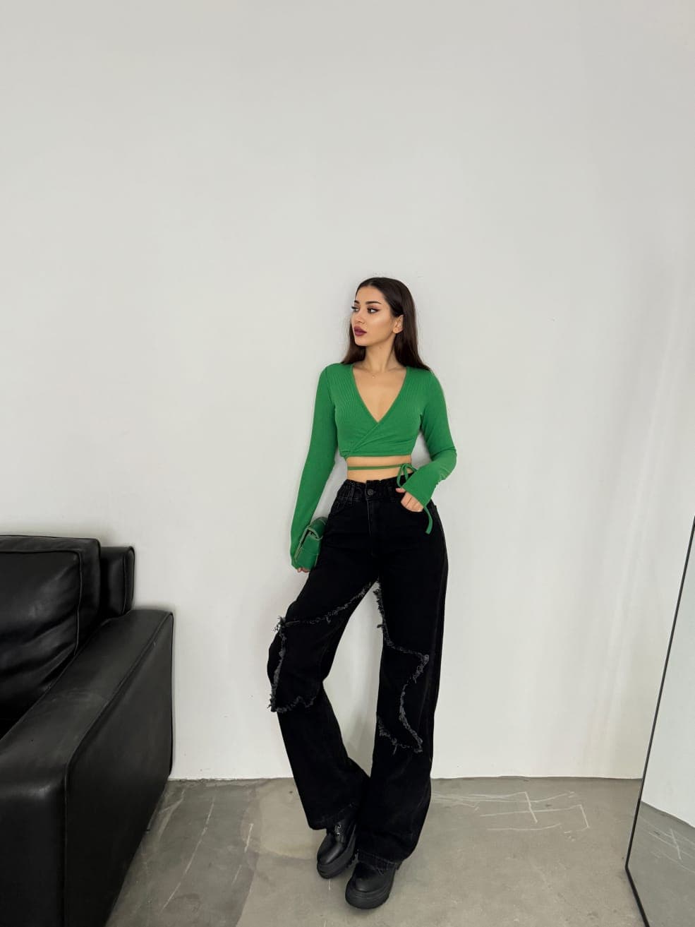 Vovikon Kn Siyah Bacak Yıldız Boyfriend Bol Paça Jean Vovikon Kn Siyah Bacak Yıldız Boyfriend Bol Paça Jean - Görsel 4