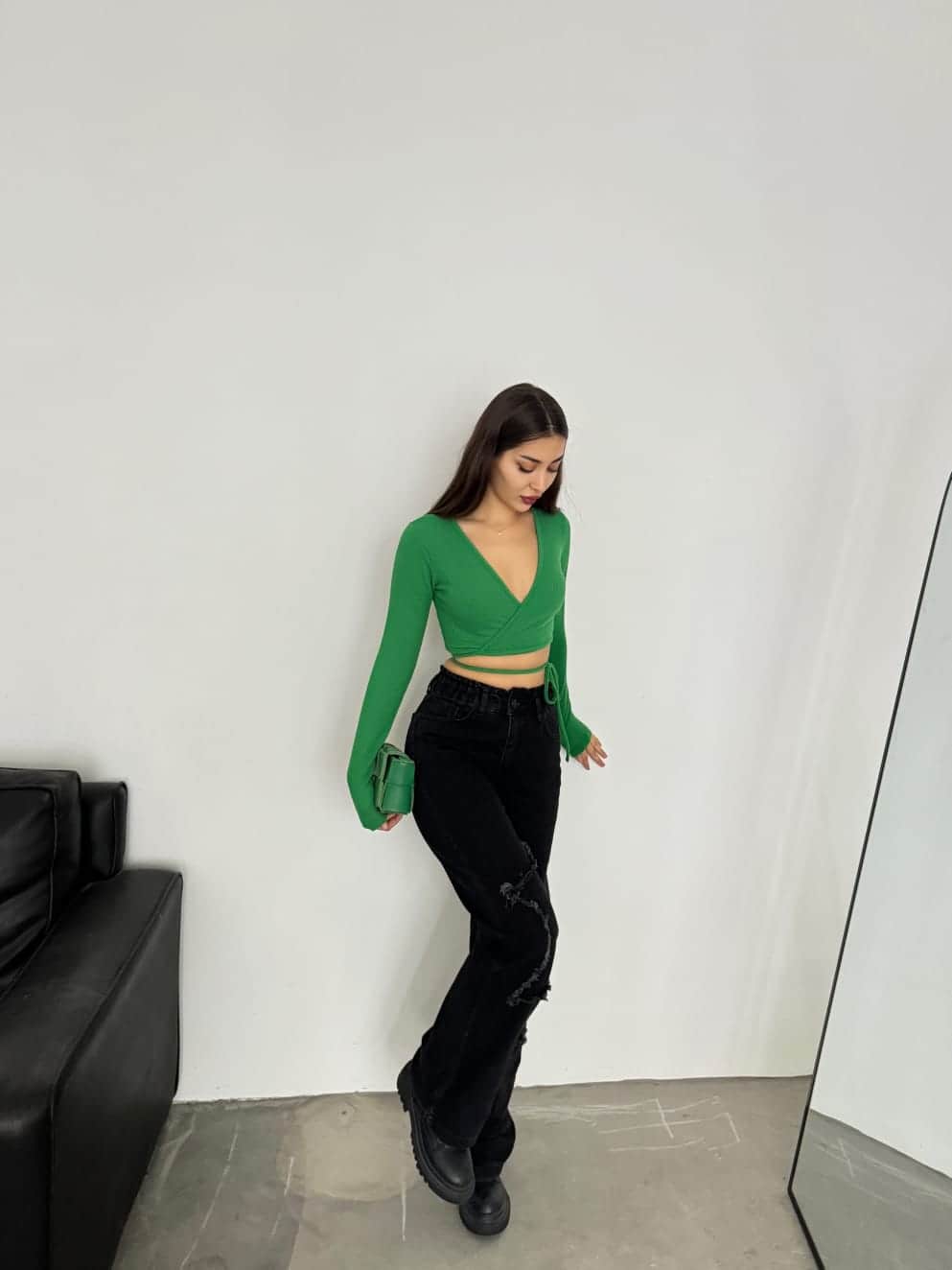 Vovikon Kn Siyah Bacak Yıldız Boyfriend Bol Paça Jean