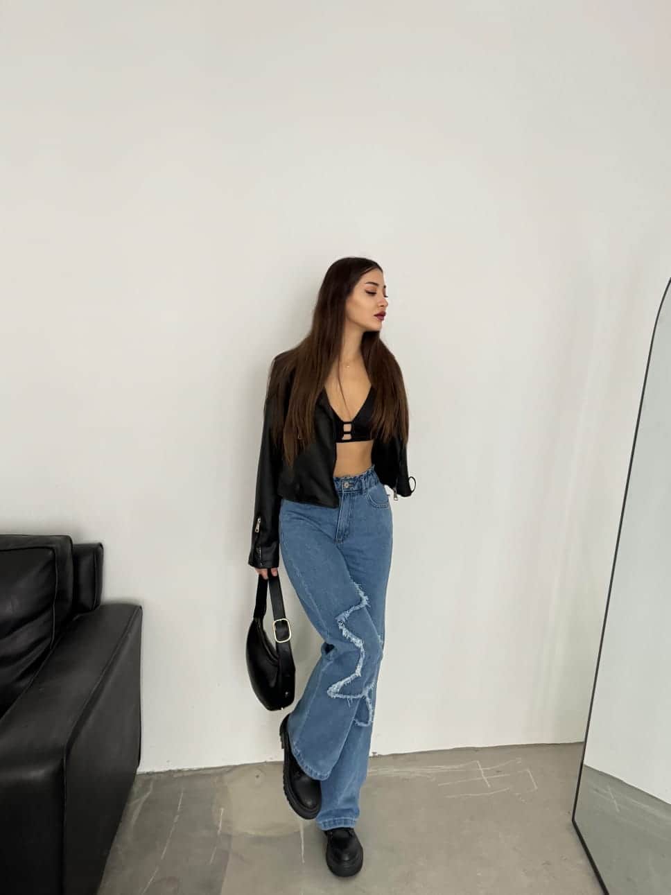 Vovikon KN Mavi Bacak Yıldız Boyfriend Bol Paça Jean