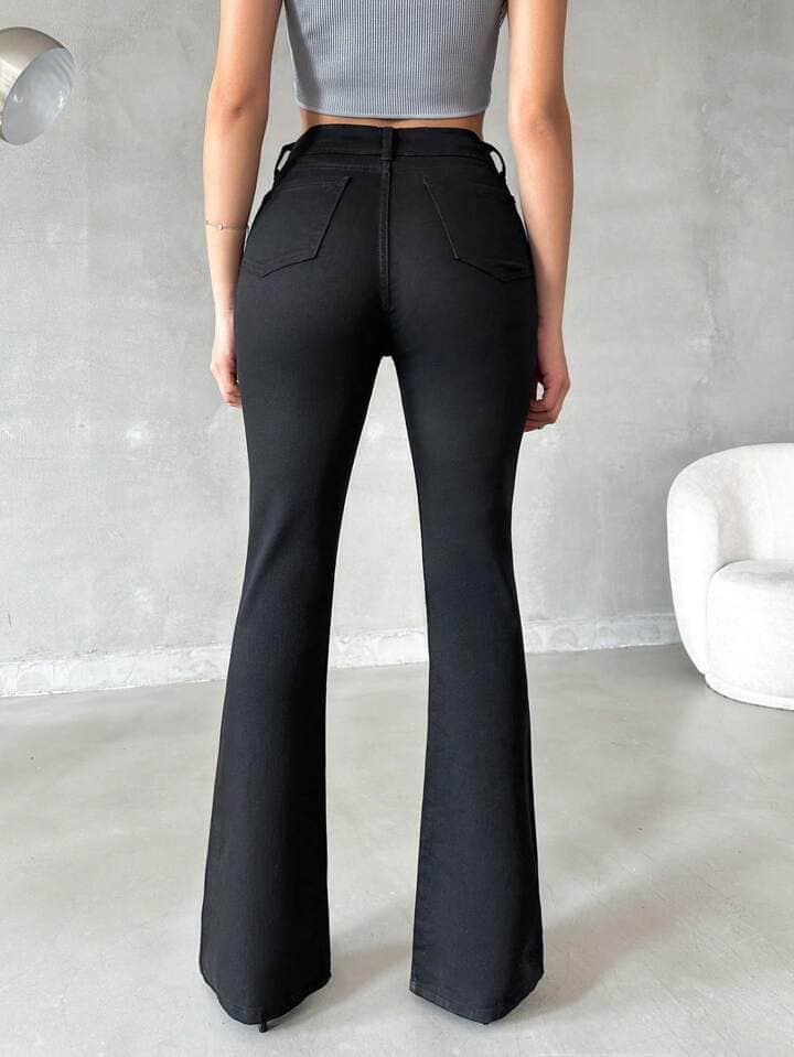 Vovikon DV Siyah Kadın İspanyol Paça Jean