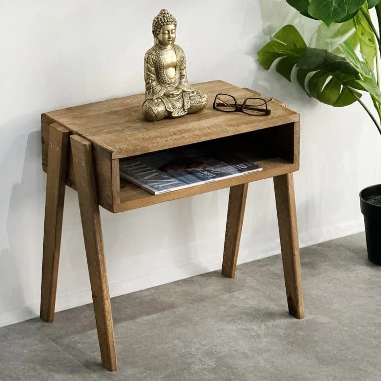 Ahşap Raflı Yan Sehpa Komodin 5316