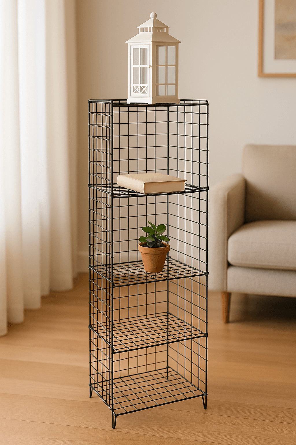 Tel Kitaplık Raf Dolap Dekoratif Kitaplık 5045