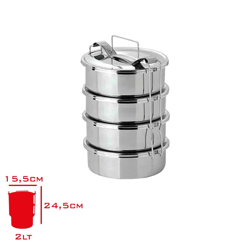 Çelik 4lü Tel Kulplu 2 Litre Sefer Tası Çelik 4lü Tel Kulplu 2 Litre Sefer Tası - Görsel 2