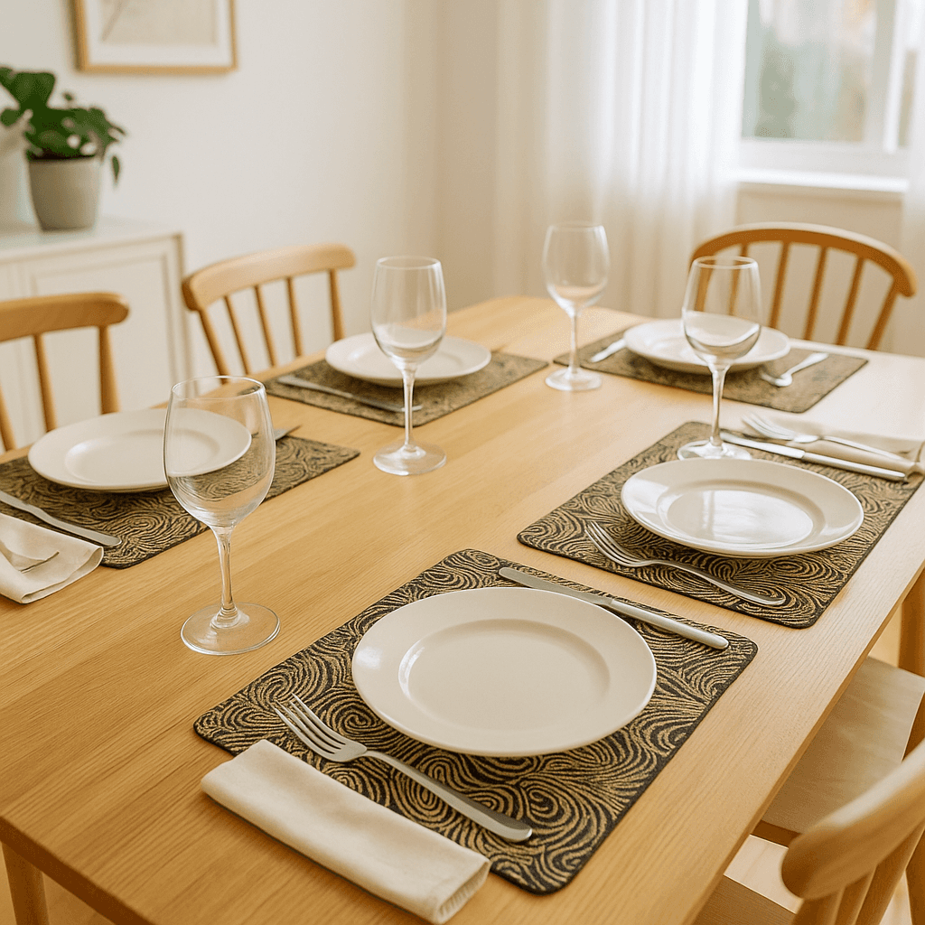 Dikdörtgen 4lü Desenli Amerikan Servis Supla Seti 30x43 CM