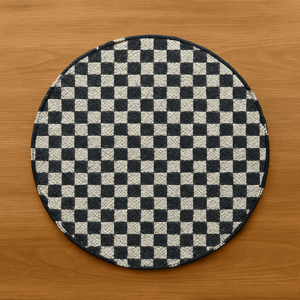 Yuvarlak Siyah Beyaz Desenli Amerikan Servis 4lü Supla Seti