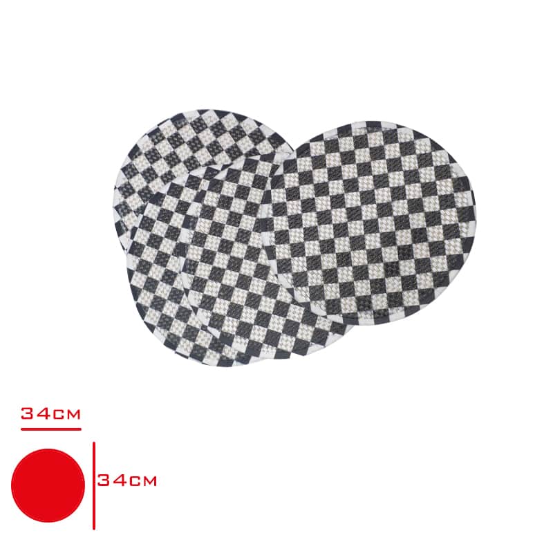 Yuvarlak Siyah Beyaz Desenli Amerikan Servis 4lü Supla Seti