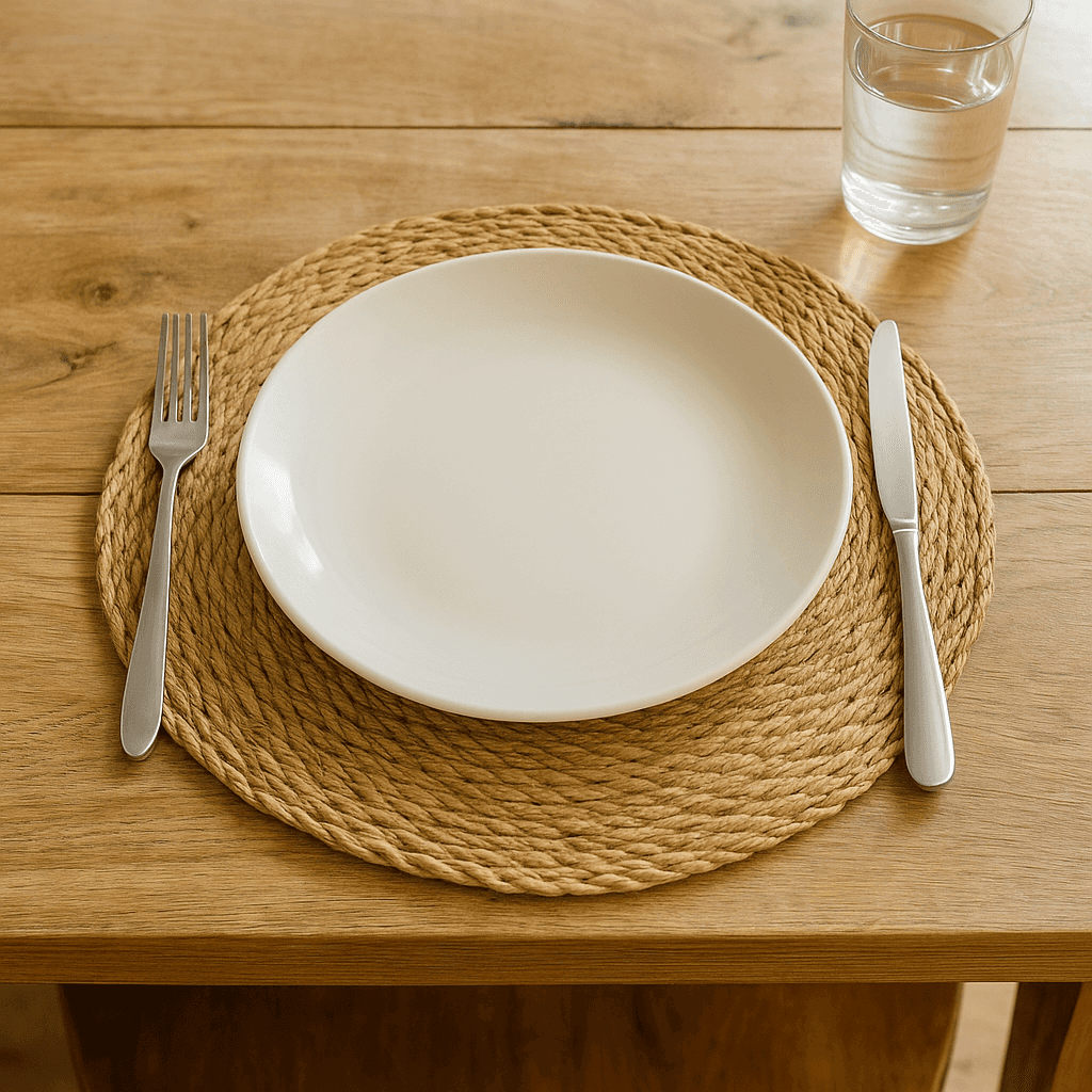 Yuvarlak Hasır Amerikan Servis 4lü Supla Seti 35x35 cm