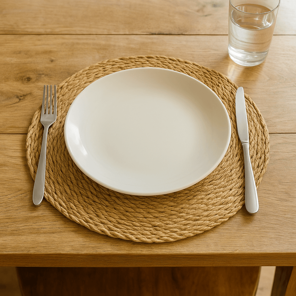 Yuvarlak Hasır Amerikan Servis 4lü Supla Seti 35x35 cm Yuvarlak Hasır Amerikan Servis 4lü Supla Seti 35x35 cm