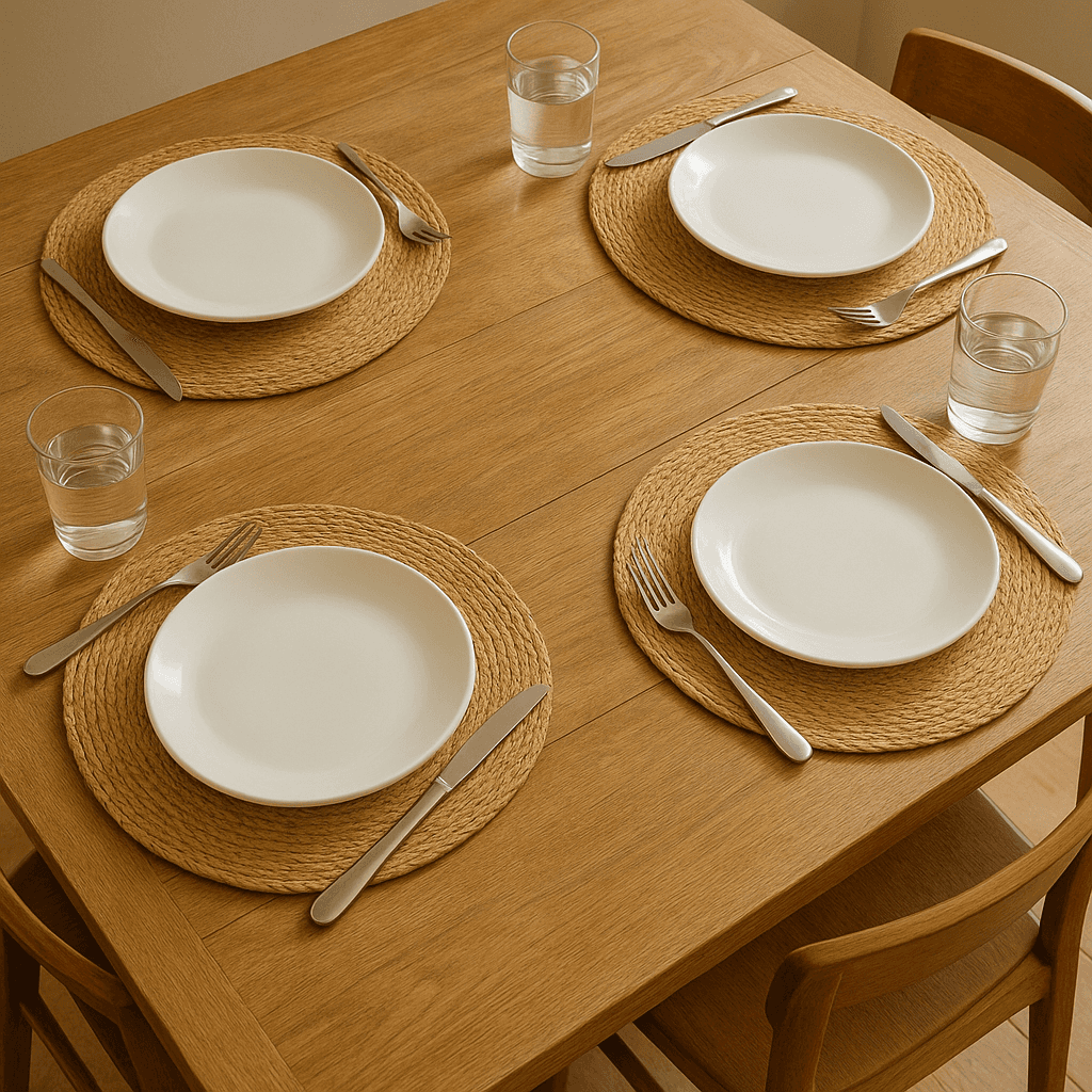 Yuvarlak Hasır Amerikan Servis 4lü Supla Seti 35x35 cm