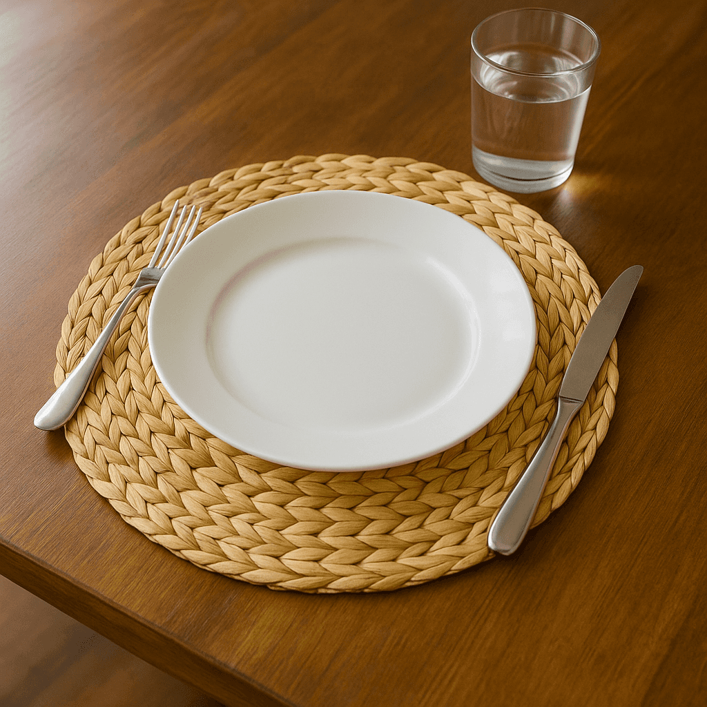 Yuvarlak Hasır Amerikan Servis 4lü Supla Seti 36x36 cm
