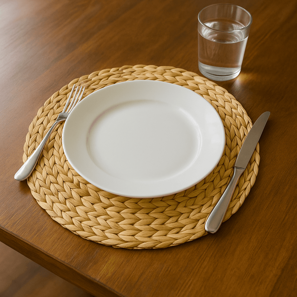 Yuvarlak Hasır Amerikan Servis 4lü Supla Seti 36x36 cm Yuvarlak Hasır Amerikan Servis 4lü Supla Seti 36x36 cm