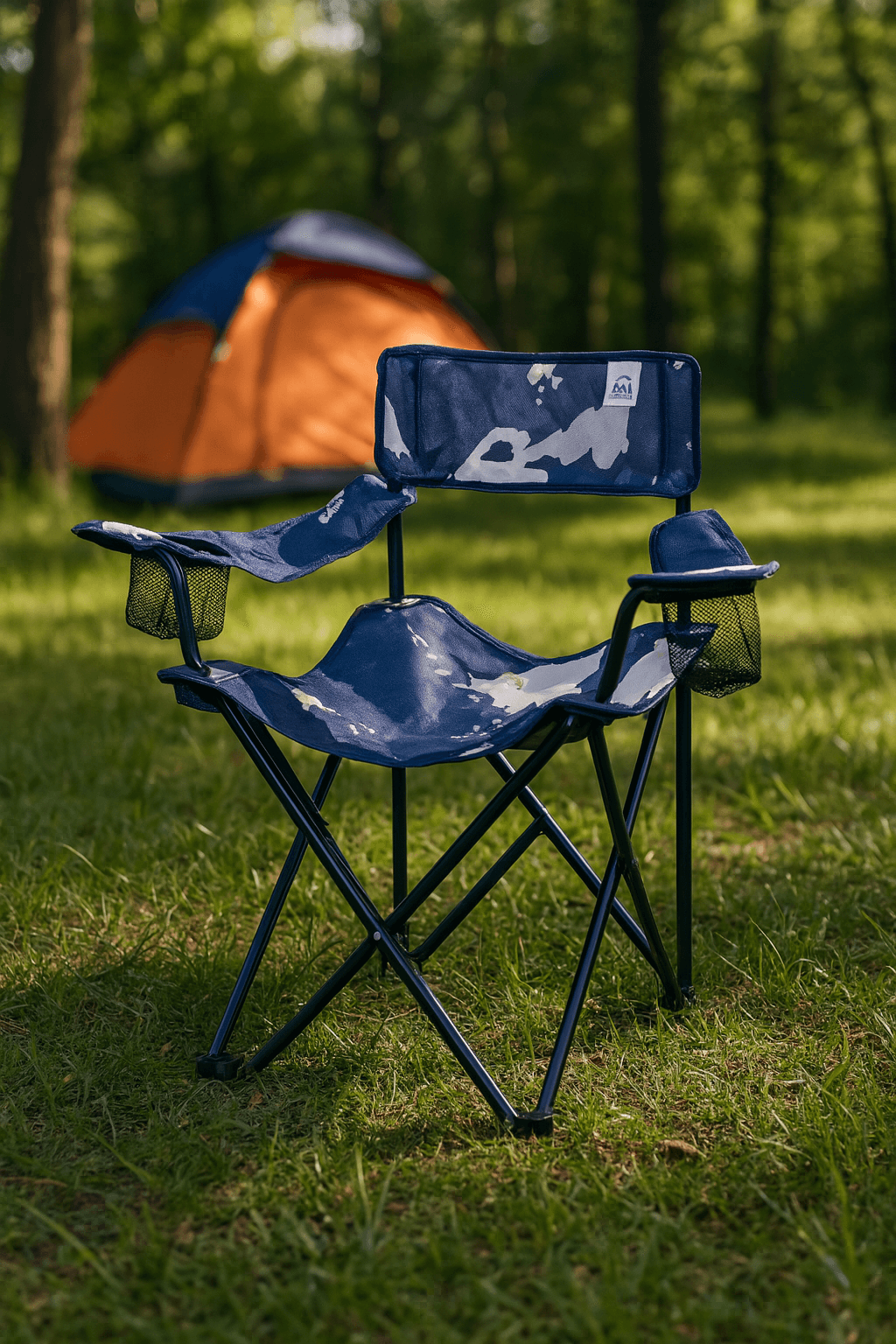 Mavi Kamuflaj Desenli Katlanır Kamp Sandalyesi Mavi Kamuflaj Desenli Katlanır Kamp Sandalyesi