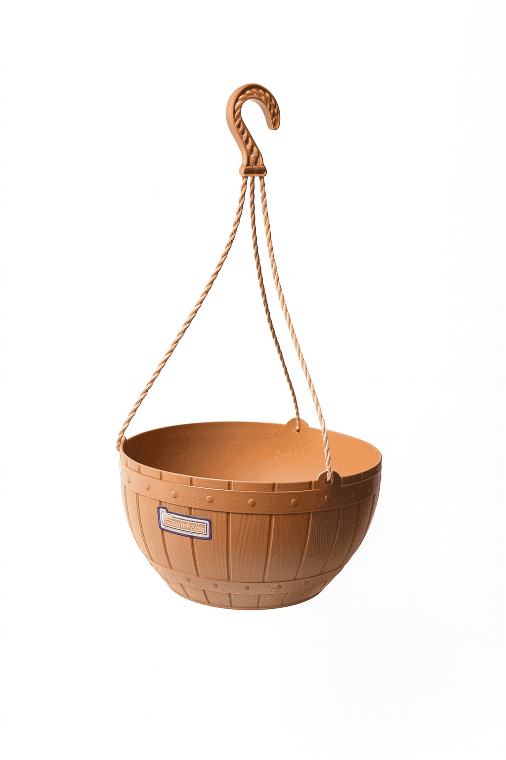 Ahşap Desenli Makrome Küçük Boy Askılı Saksı