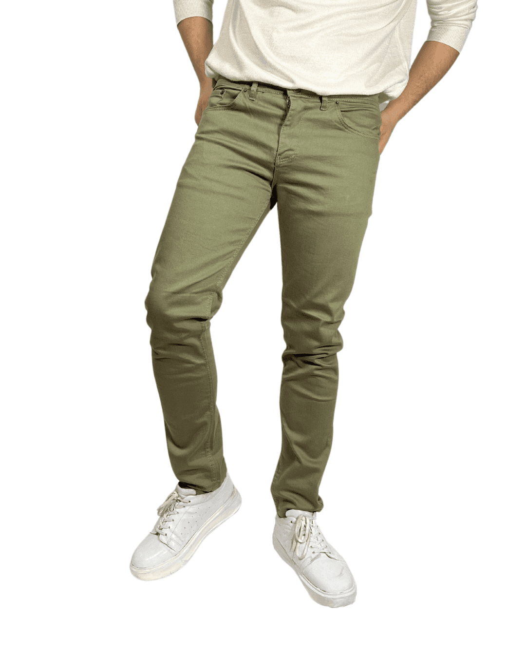 D'Vision Haki Örme Denim Slim Fit Erkek Jean M-5116