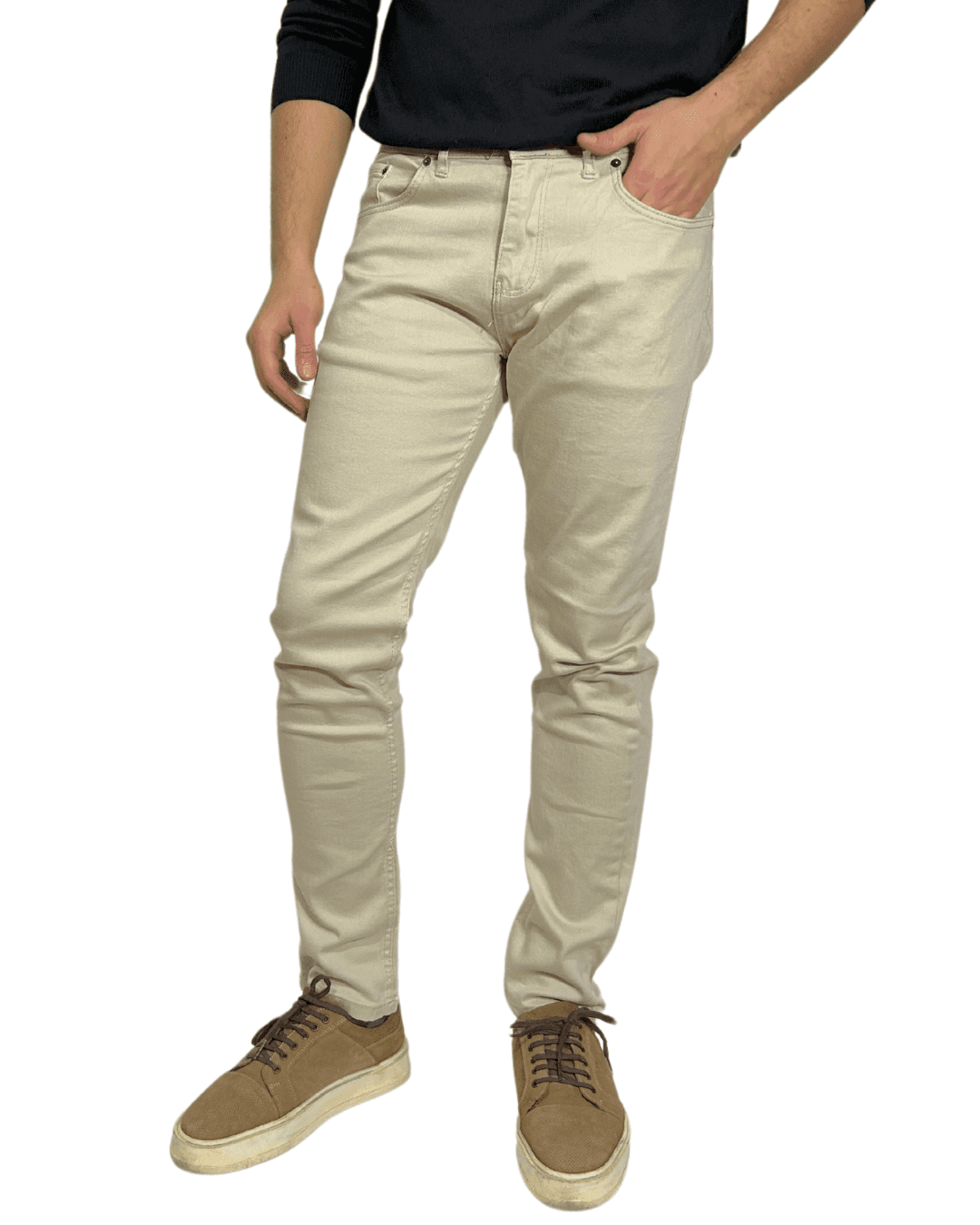 D'Vision Bej Armürlü Örme Denim Slim Fit Erkek Jean M5116