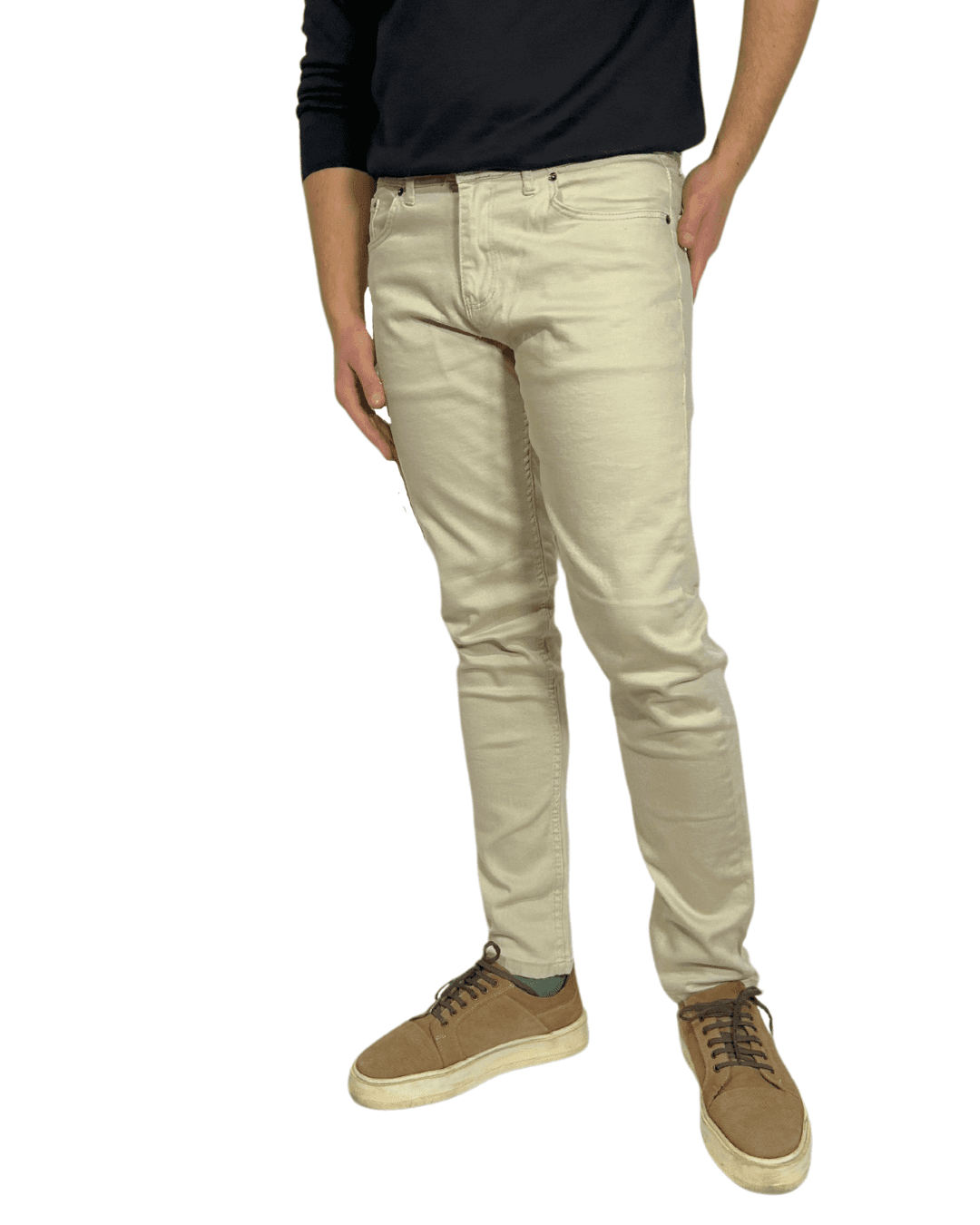 D'Vision Bej Armürlü Örme Denim Slim Fit Erkek Jean M5116