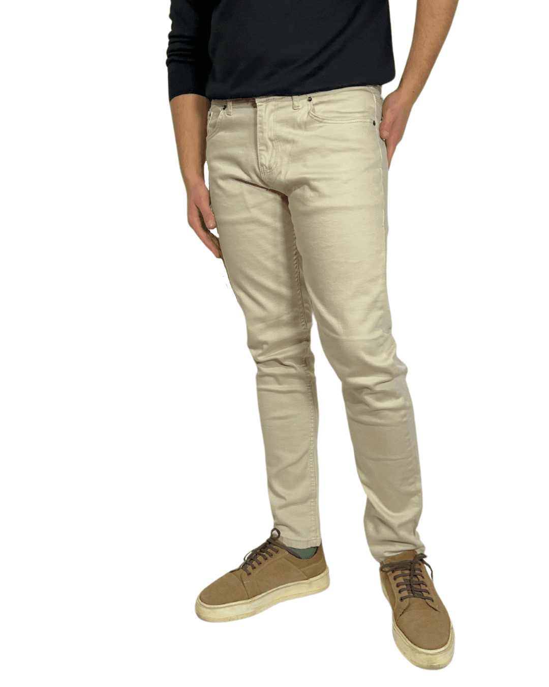 D'Vision Bej Armürlü Örme Denim Slim Fit Erkek Jean M5116