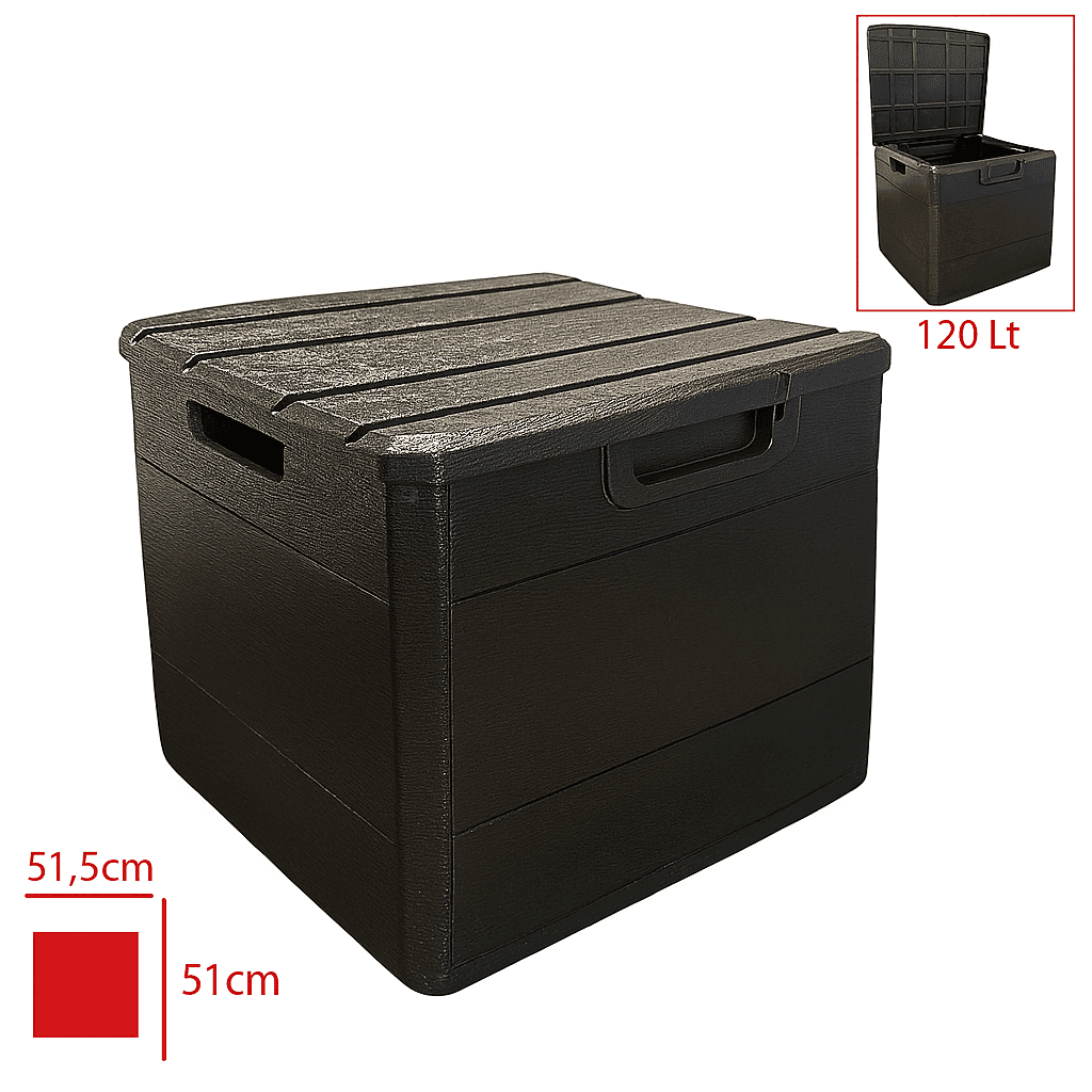 Siyah 120 Litre Bahçe Depolama Sandığı Bahçe Balkon Düzenleme Dolabı