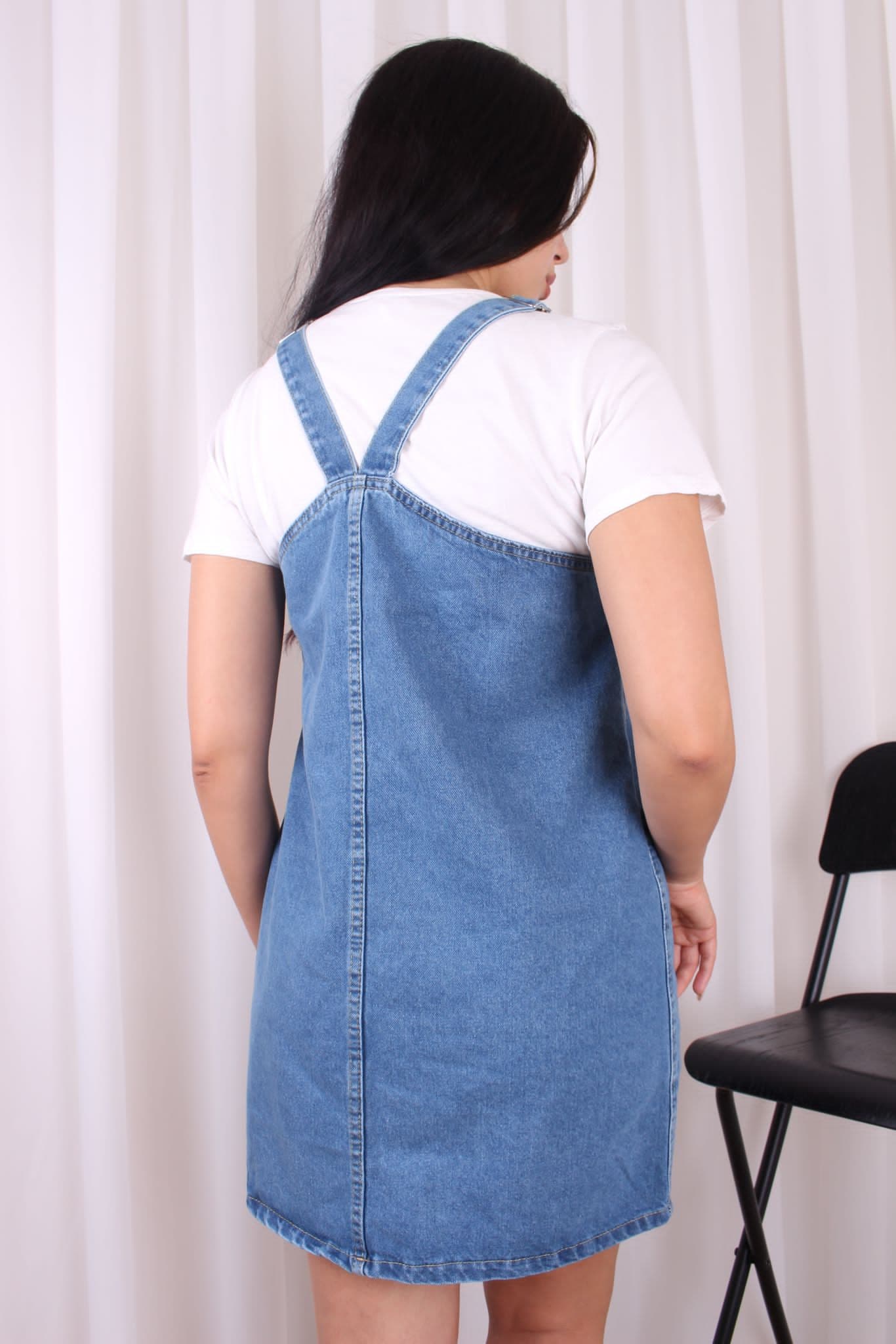 Vovikon Mavi Askılı Bahçıvan Salopet Mini Elbise Vovikon Mavi Askılı Bahçıvan Salopet Mini Elbise