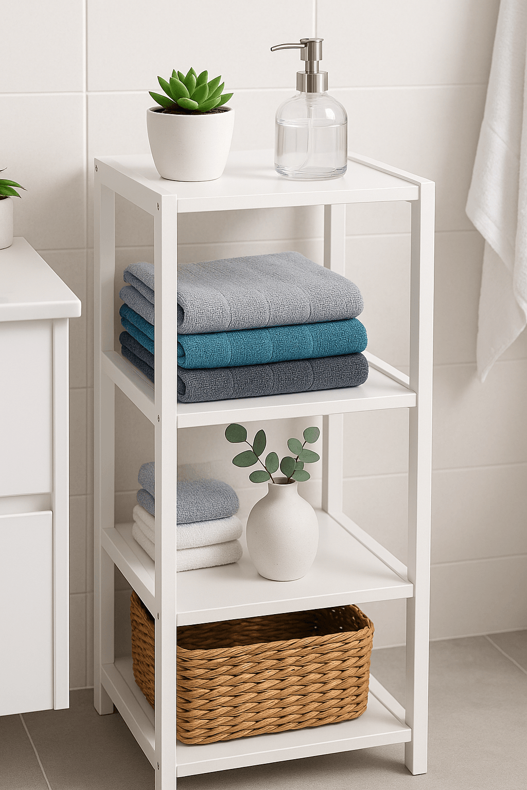 Ahşap Beyaz 4 Katlı Çok Amaçlı Raf Banyo Mutfak Düzenleyici 36x36x112 CM Ahşap Beyaz 4 Katlı Çok Amaçlı Raf Banyo Mutfak Düzenleyici 36x36x112 CM - Görsel 2